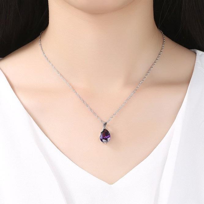 Korean Fashion Amethyst Teardrop Necklace for Women - Angel's Tears Pendant Hot Selling Jewelry