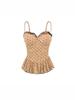 Korean Elegant Polka Dot Ruffle Camisole, Slim Fit with Chest Pads, Waist-Cinched, Flattering Lace Top for Women