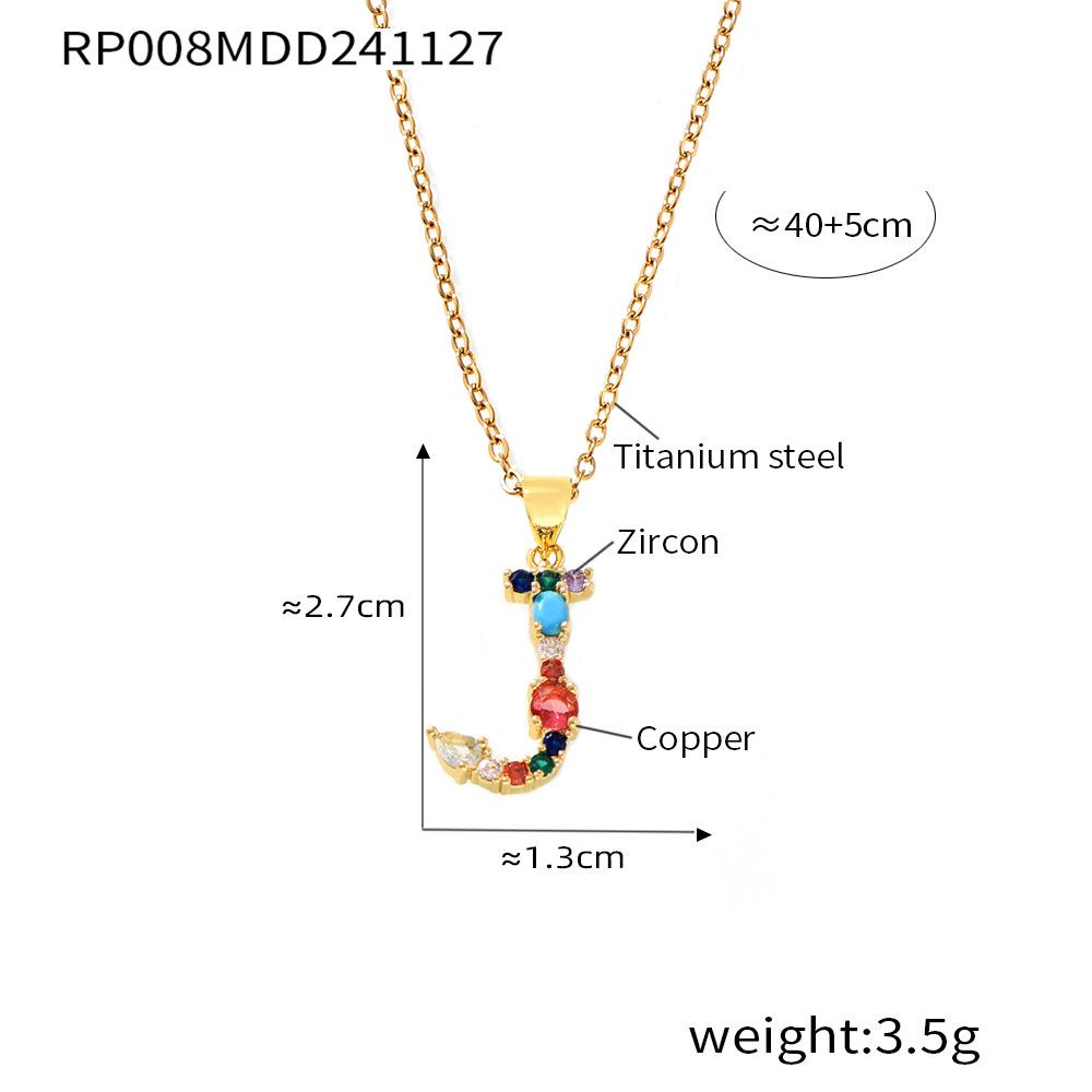 Colorful Zircon Alphabet Pendant Necklace - Hip-Hop Style