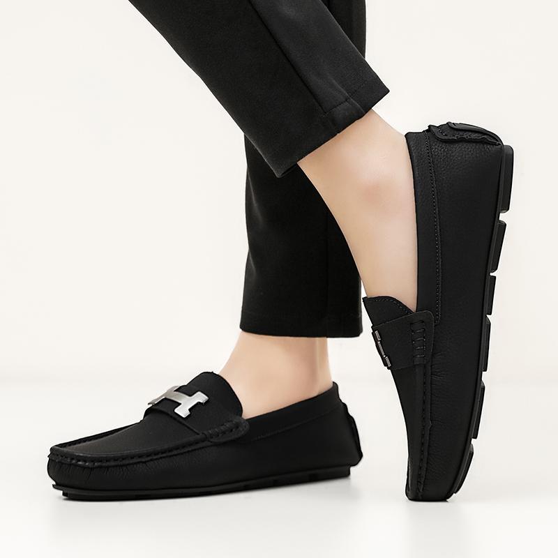 Doudou Shoes Men's Trendy Light Luxury British Style Soft-soled Casual Shoes Lazy People Can Wear Driving Loafers with One Foot