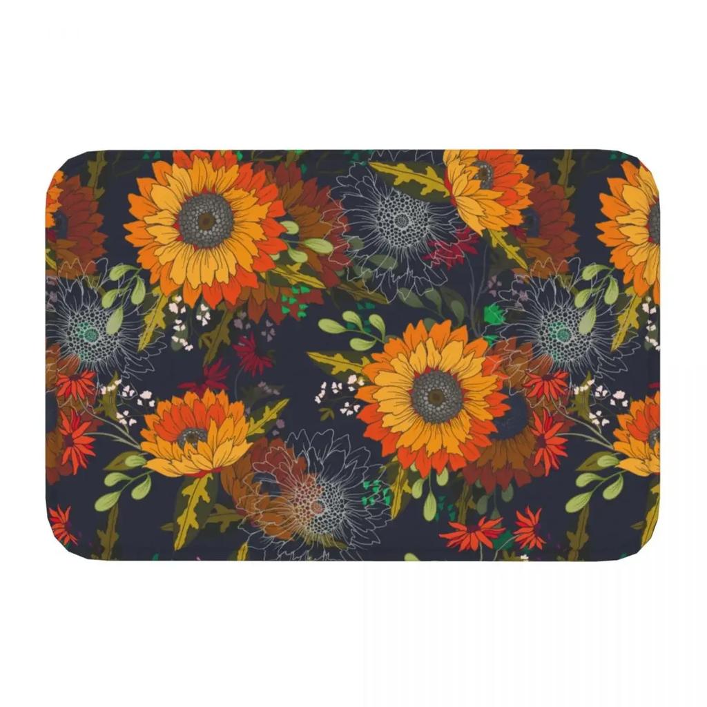 Anti-Slip Rug Doormat Kitchen Mat Wild Sunflower Floor Carpet Home Decor