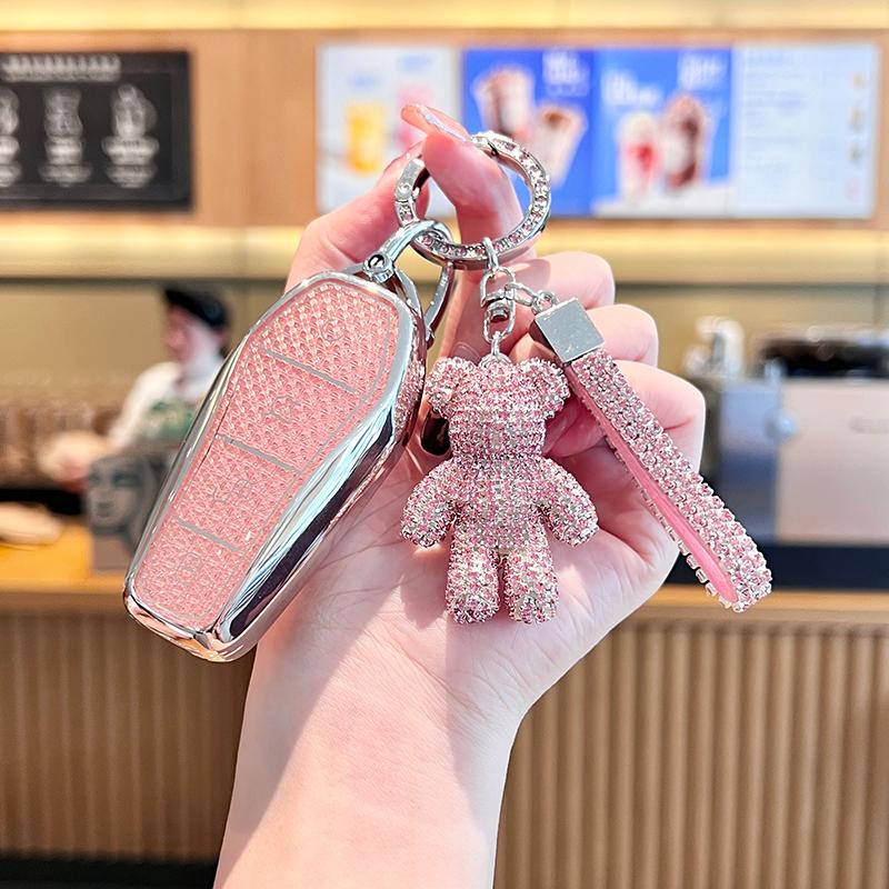Crystal Pink For Byd Atto 3 Han Ev Dolphin Song Pro Max Tang Dm Yuan Dolphin E2 Qin Plus Car Key Case Cover Keychain Accessories