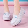 Women Genuine Leather Wedges Casual Shoes Loafers Soft Nurse Work Shoes Breathable Comfortable Non-slip White Nursing Shoes