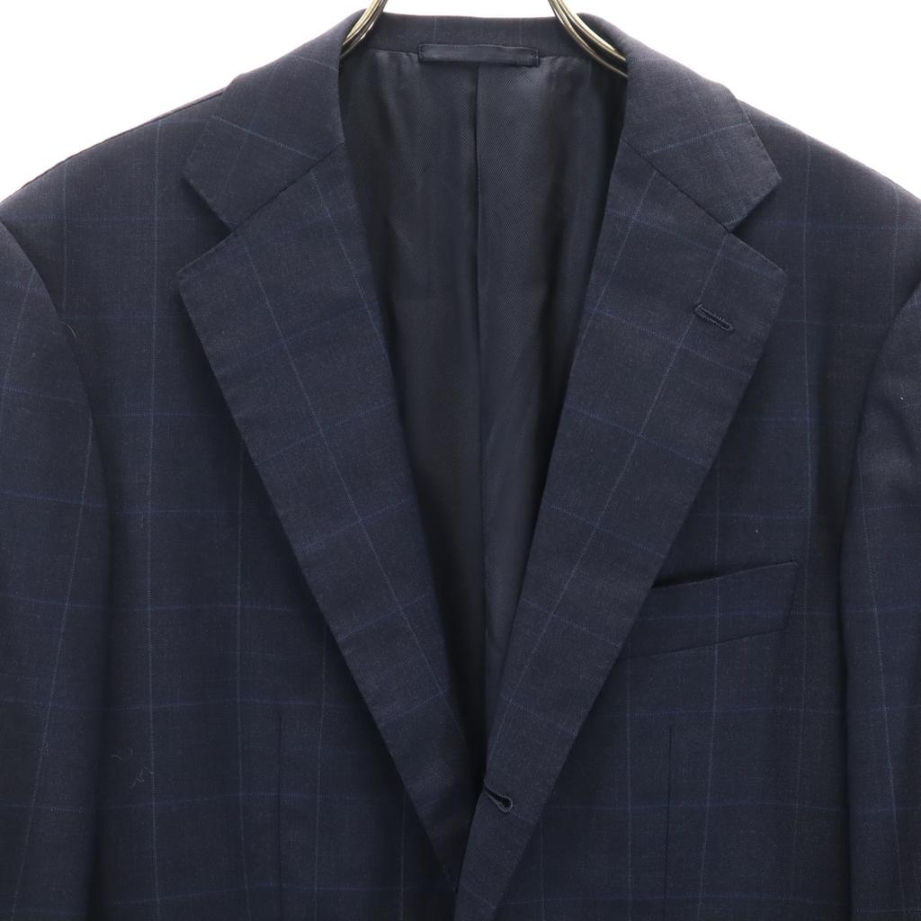 SHIPS Window pen check Loro Piana fabric tailored jacket 46 Navy Men's Used