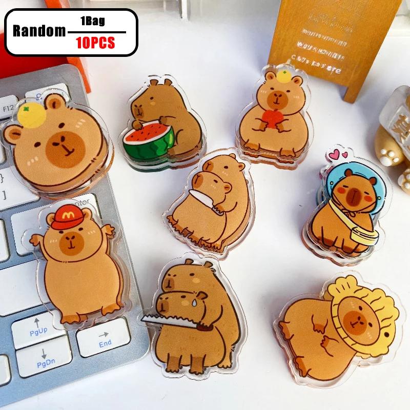 Cute Kapibara Double-Sided PP Clip Cartoon Acrylic Butt Clip for Office Study Desk Creative Exam Paper Holder Kawaii Stationery