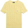 Polo Solid Color Round Neck Short Sleeve Knit Top Women Tops Lemon-Yellow WMPOSWENC021178700