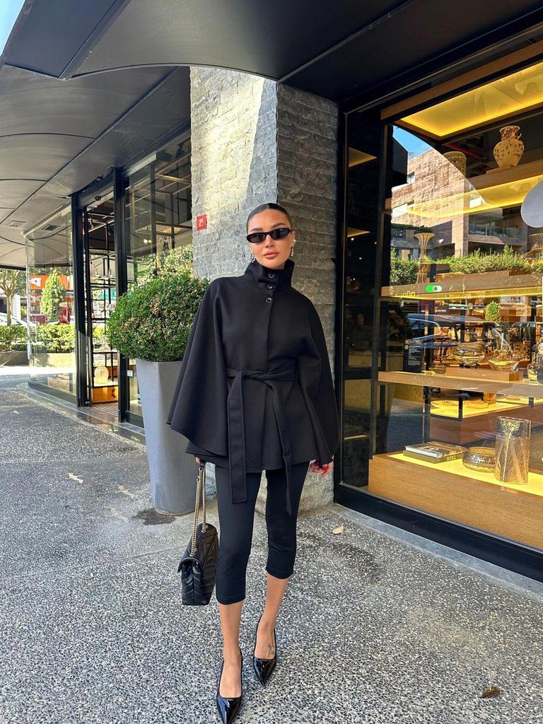 European & American Women's Autumn/Winter 2025 Elegant Stand-up Collar Belted Coat