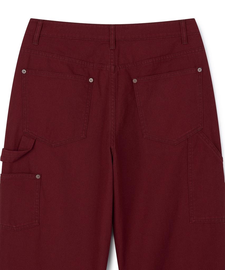 Seonpoteu Loosed Carpenter Pants Dark Red