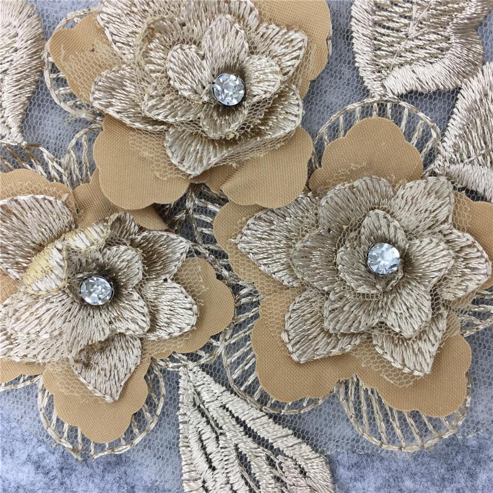 Gold Thread Lace Collar Three-Dimensional Rhinestone Diy Applique Mesh Corsage Lace Lace Clothing Accessories