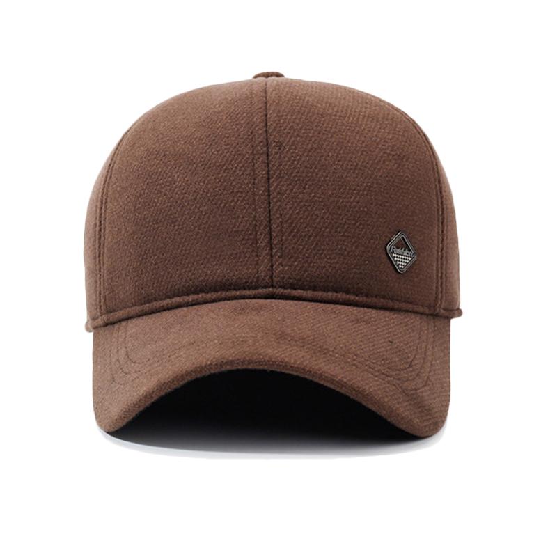 Men's Cap Autumn Winter Middle-Aged Thick Woolen Baseball Cap Windproof Ear Protection for The Elderly