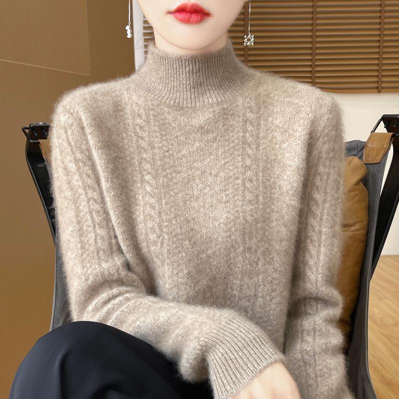 Women Sweater 100% Wool MODERN NEW SAGA Turtleneck Knit Pullover Thick Winter Jumpers Female Knit Tops