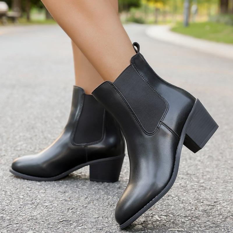 Trendy leopard print thick heel short tube fashion boots femininity suede fashion boots