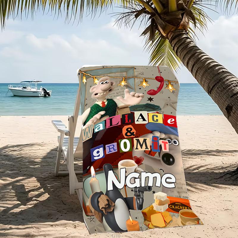 Customizable Personalized Beach Towels Wallace and Gromit Themed designs.Suitable for the Beach, Yoga, Sports;ideal As Beach Accessories