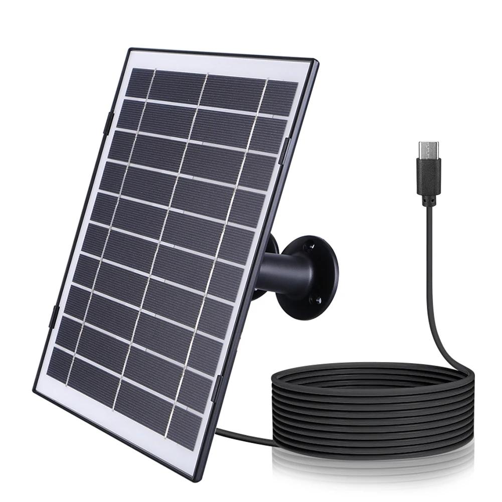 8W Solar Panel for Security Camera for EufyCam/Wyze Cam Micro USB/USB-C/DC5521 Camera Solar Panel Charger 9.8Ft Charging Cable