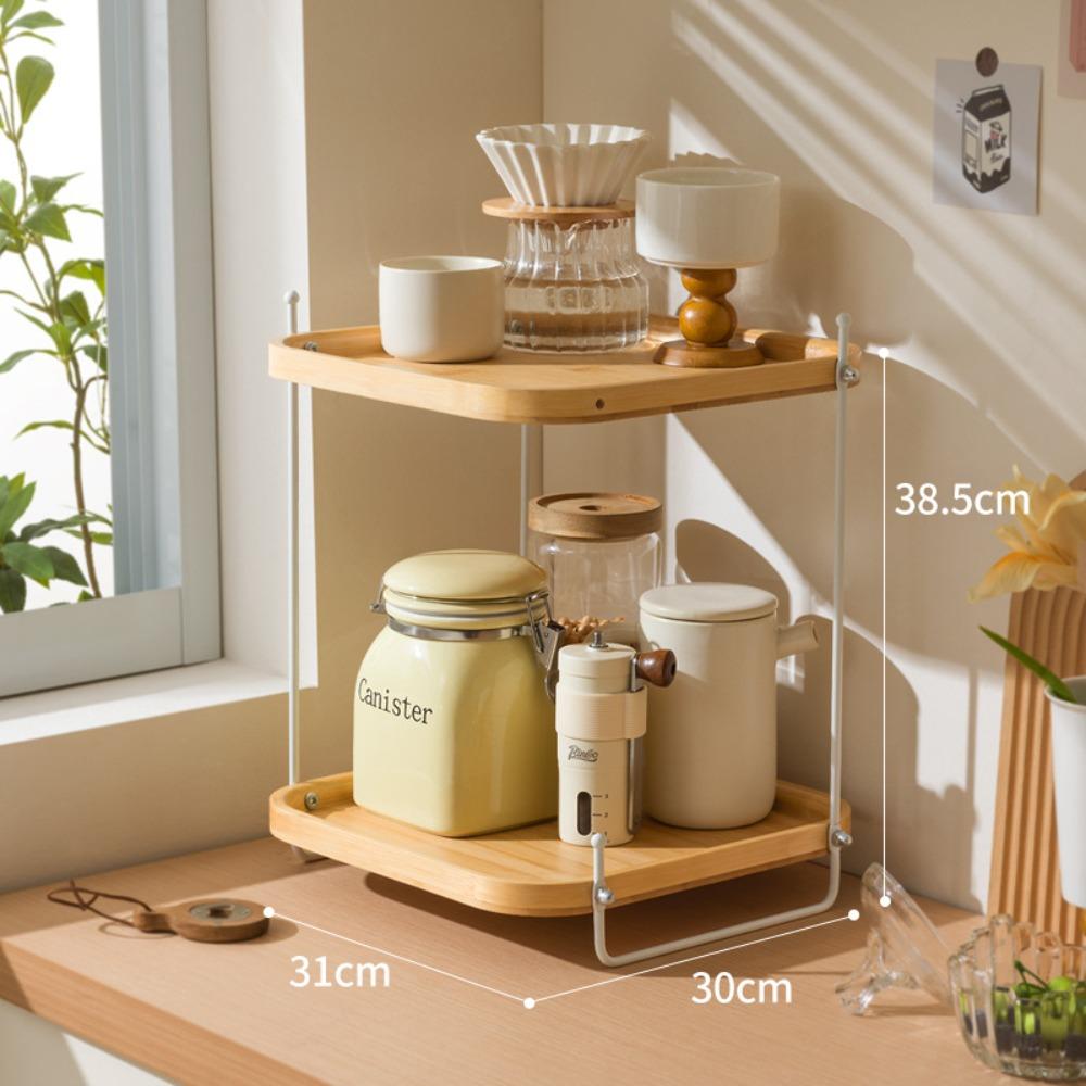 

Space Saving Wooden Kitchen Shelf Multi-layer Seasoning Storage Corner Storage Rack Countertop Organizer Countertop Placement