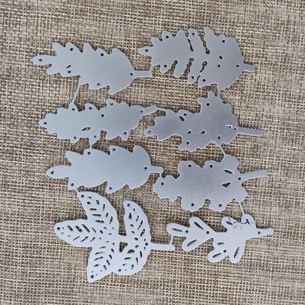 8pcs Leaves Frame Metal Silvery Stencil Embossing Cutting Dies For Diy Scrapbooking Paper Album Cards Making