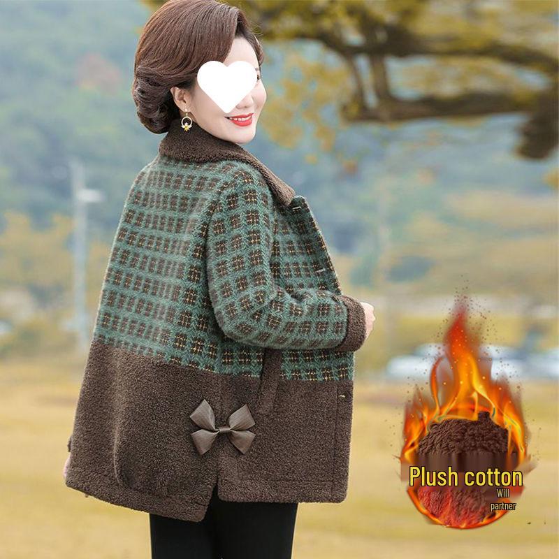 

Mid-Age Women s Autumn-Winter Mink Velvet Jacket: Cotton Coat for Middle-Aged & Elderly, Spring Woolen Top XL (85-105 Jin)
