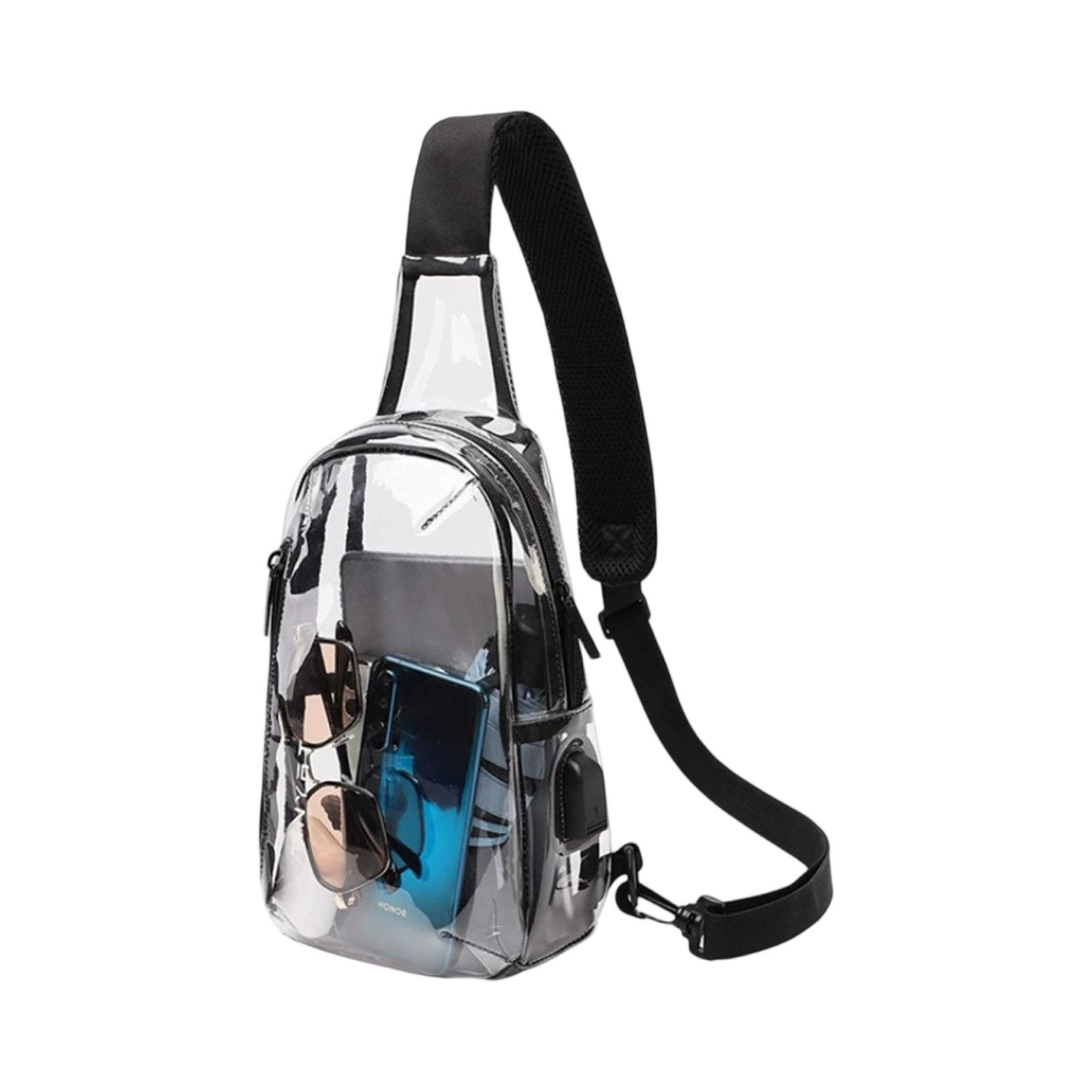 

Прозрачная нагрудная сумка – Эластичная стадионная сумка кроссбоди для мужчин и женщин, Повседневная одноплечевая сумка для улицы One Size чёрный