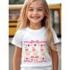 European sizes Girls' Cute Duck & Strawberry Print T-Shirt - Soft Breathable Round Neck Tee with Pink Bow Design