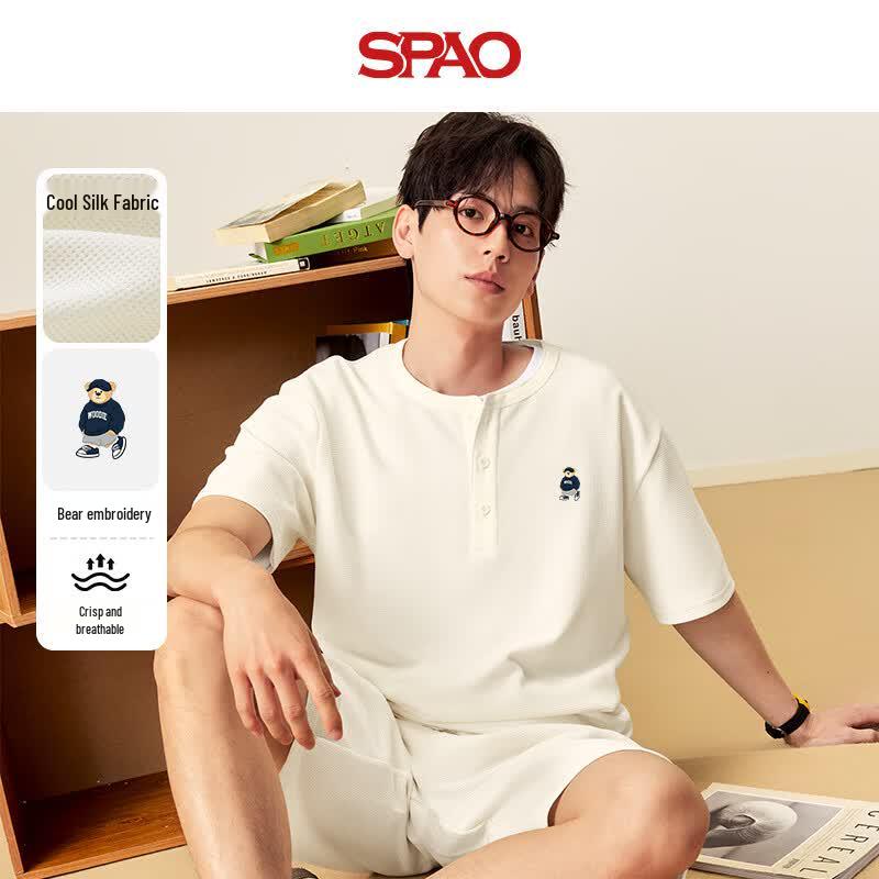 SPAO Men s Retro Henley Collar Short Sleeve T-Shirt 2XL