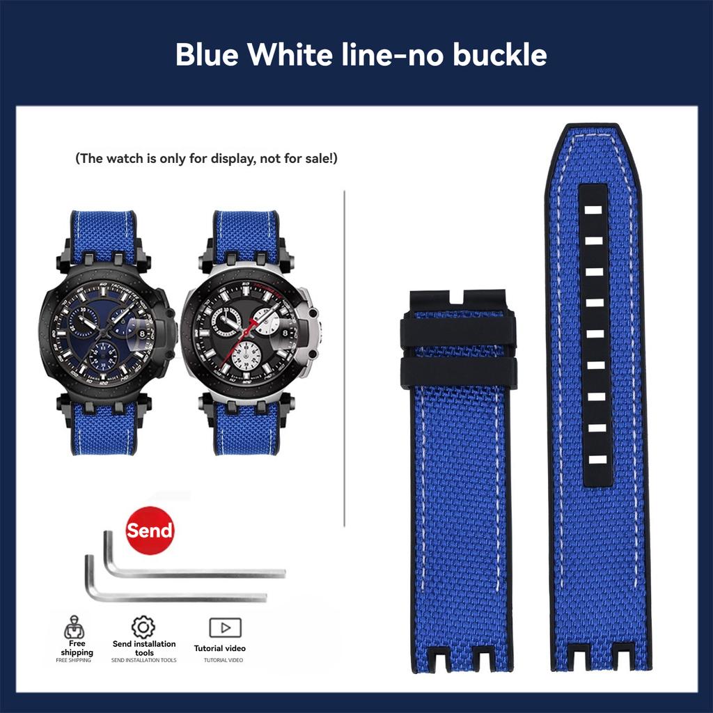 22mm High Quality Nylon Canvas Strap For Tissot MotoGP T-Sport Racing Series T115.417 T115.427A Rubber Bottom Watchband Bracelet