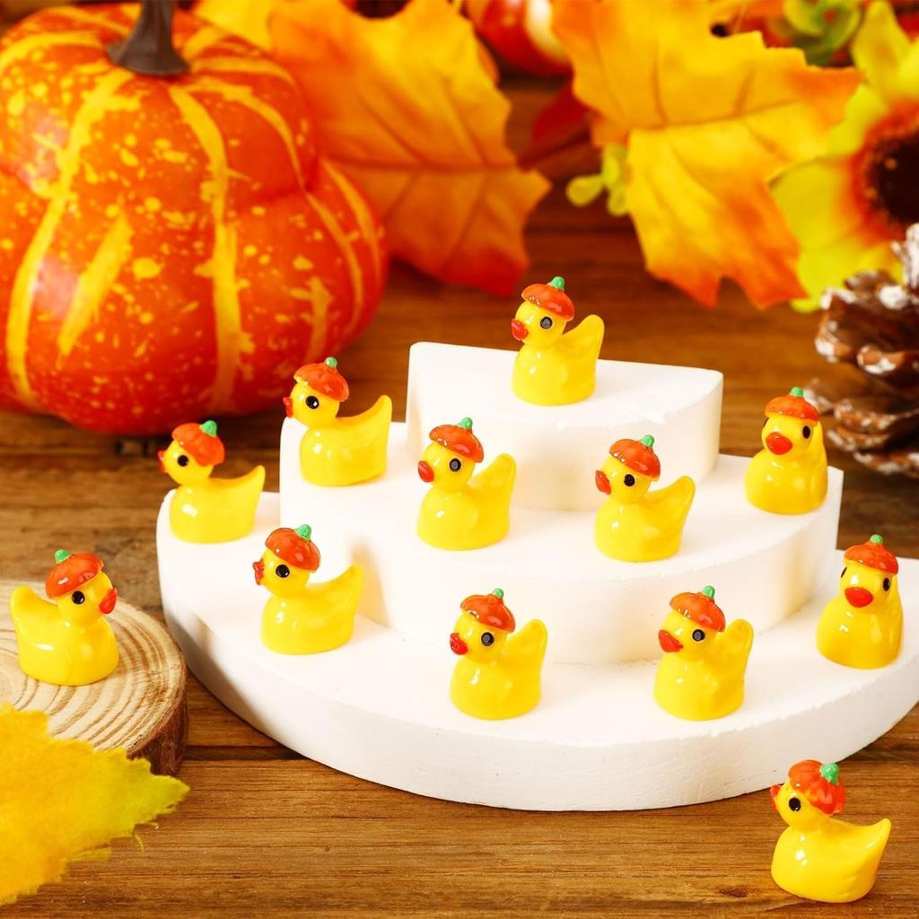 200/100ks Podzimní Mini Kachničky Podzimní Mini Pryskyřičná Dýňová Kachnička Miniaturní Soška Kachničky Stolování DIY Díkůvzdání Halloweenská Párty Dekorace