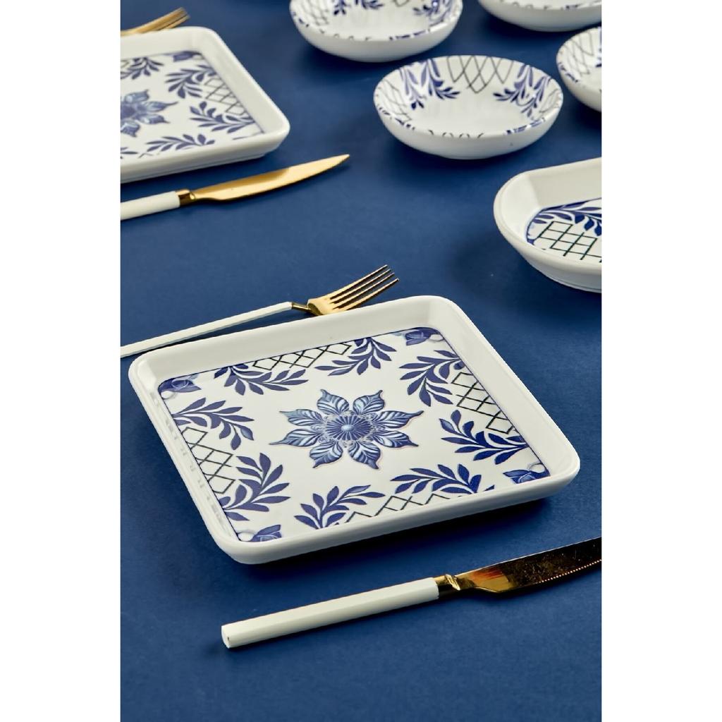 Luxury Ceramic Tile Authentic Clear 14 Piece Breakfast Set For 6 People