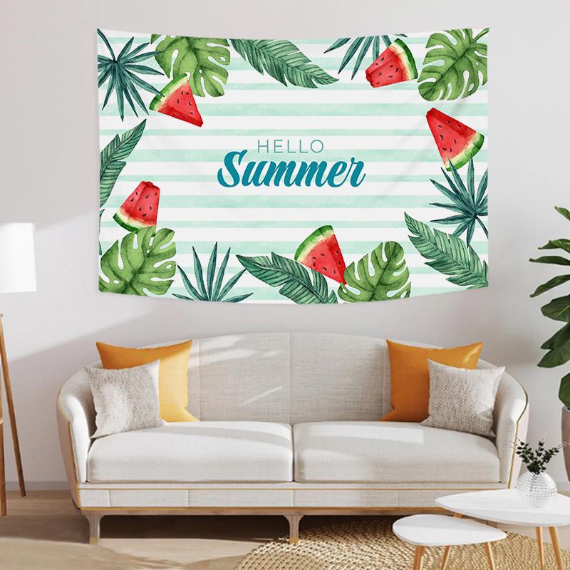 Summer Cartoon Tropical Jungle Monstera Background Printed Polyester Tapestry Wall Hanging Tapestries For Bedroom Dorm Decor