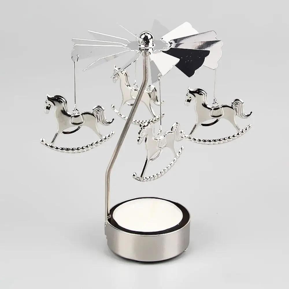 

Metal Spinner Carousel Candle Tea Light Holder Table Rotating Windmill Candlesticks Decoration Home Elegance Candle Holder