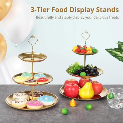 2PCS Korean Style Fruit Dessert Tray, Stainless Steel Three-layer Luxury Cake Rack - Elegant Dessert Display, Fruit Tray