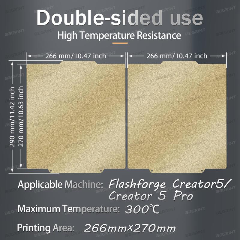 Double-Sided PEI Spring Steel Flexible for Flashforge Creator 5 / Creator 5 Pro Build Plate Heated Bed 3D Printer parts