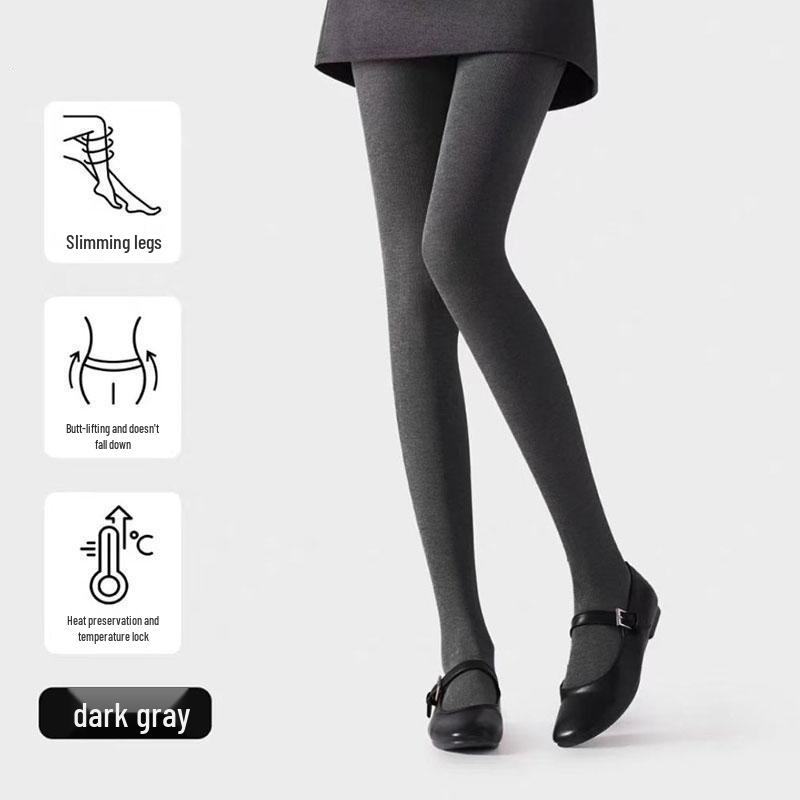 

Women s Plus Velvet Black Tights: Warm Comic Leg Design, Micro-pressure Vertical Stripes, Slimming Base Layer for Autumn & Winter. Footed - 130g Thin [15 to 25°C] темно-серого