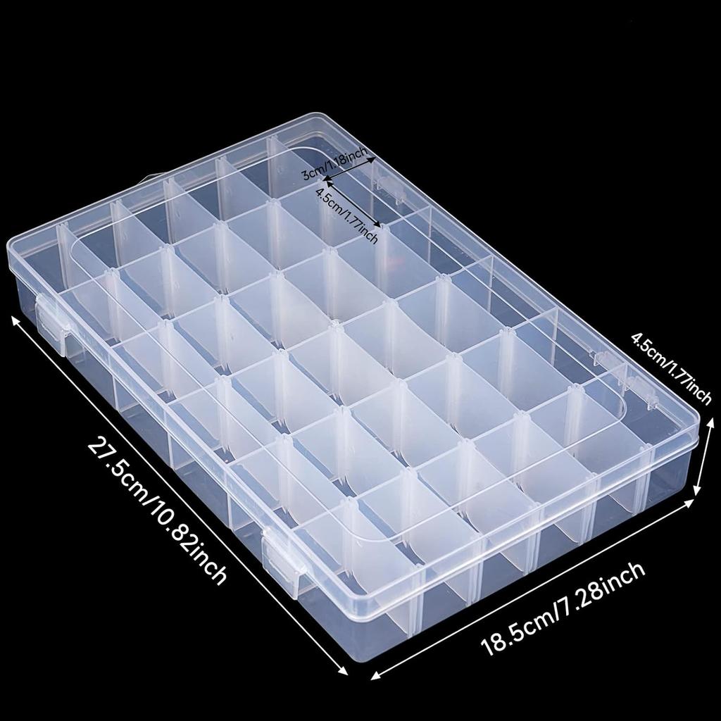 36 Grids Clear Craft Storage Boxes with Compartments, Bead Organizer Storage Box