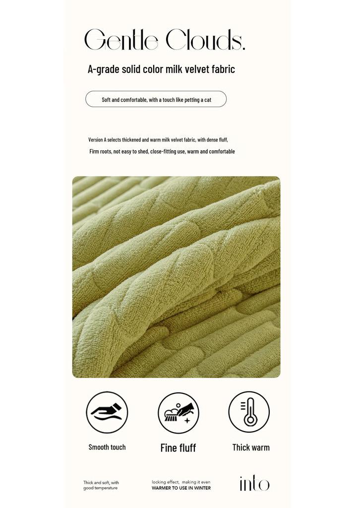 Class A Quilted Fleece Single Bed Cover – Thick, Non-Slip, Dustproof Tatami Bedding Cover