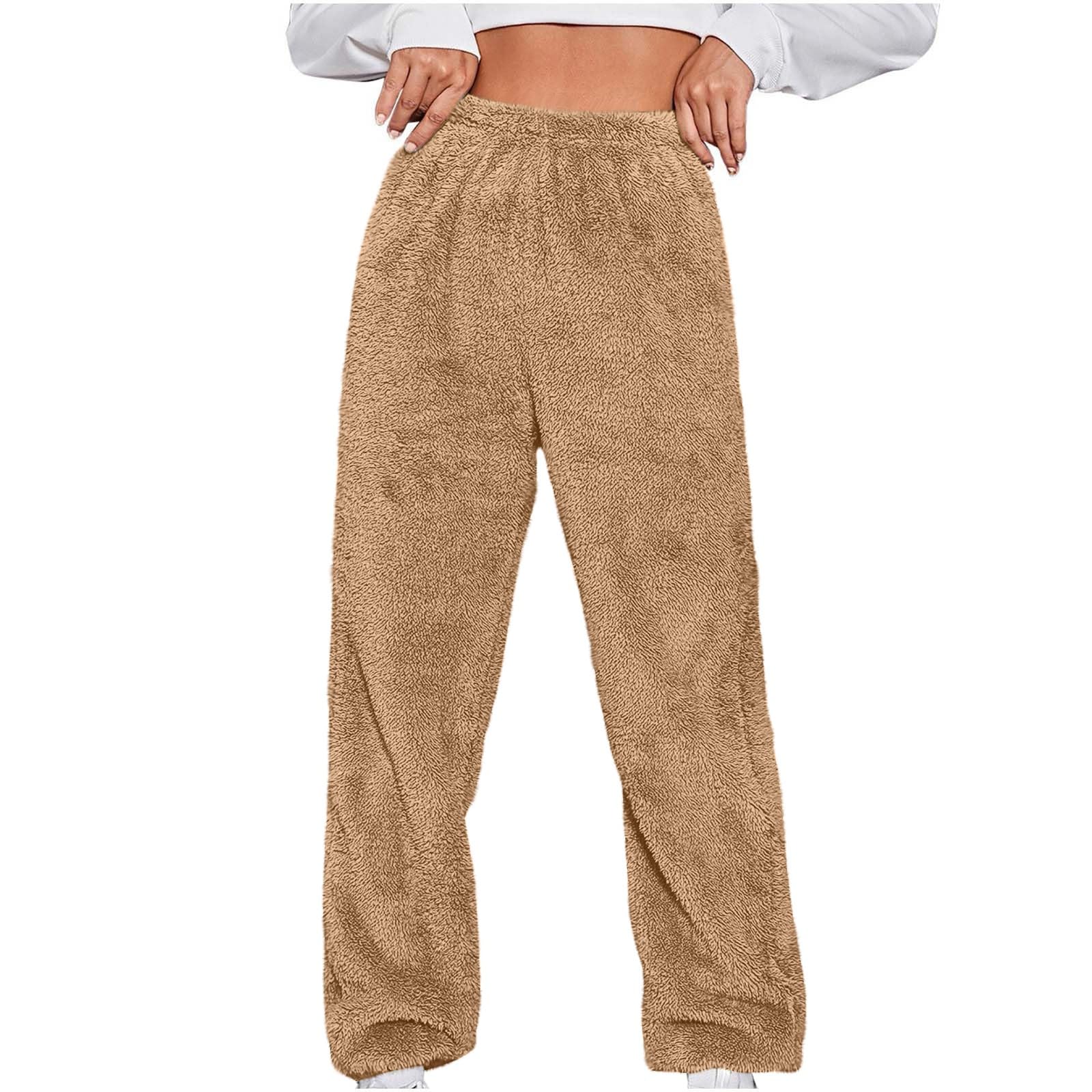 

Women s Fashionable Relaxed-Fit Trousers Sporty Fleece-Lined -Colour Cuffed Trousers XL