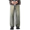New American Jeans for Men's Washing and Antique Yellow Mud Wide-leg Pants