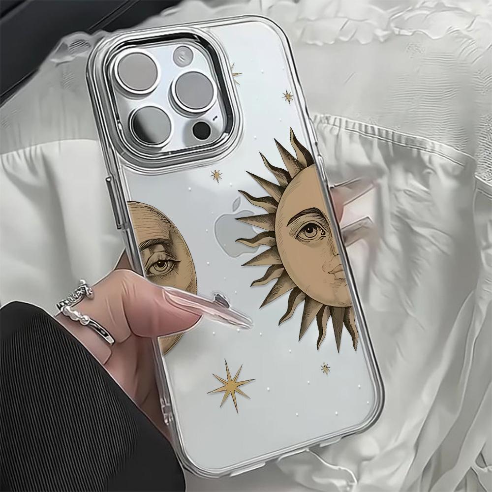 Tarot Wind Moon Star Pattern Phone Case For Iphone 17 15 14 13 Pro Max 11 12  Max 7 8 Plus  Stylish Shockproof Soft Coque Cover