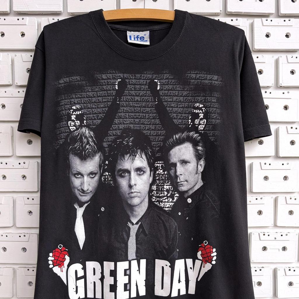 Vintage 00er Jahre Green Day T-Shirt Skate Pop Punk Alternative Rock Bootleg T-Shirt Größe M