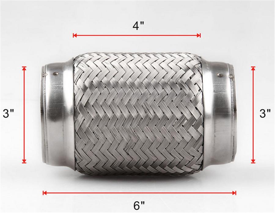 Auspuff Flexrohr Edelstahl Doppelgeflecht 3" Einlass x 6" Lang