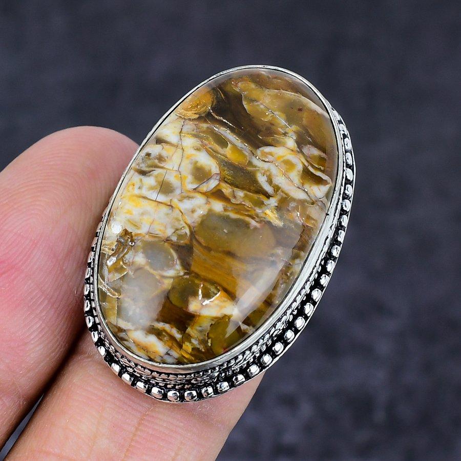 Natural Bird Eye Jasper Gemstone 925 Sterling Silver Jewelry Ring Size 5.5 p8g08