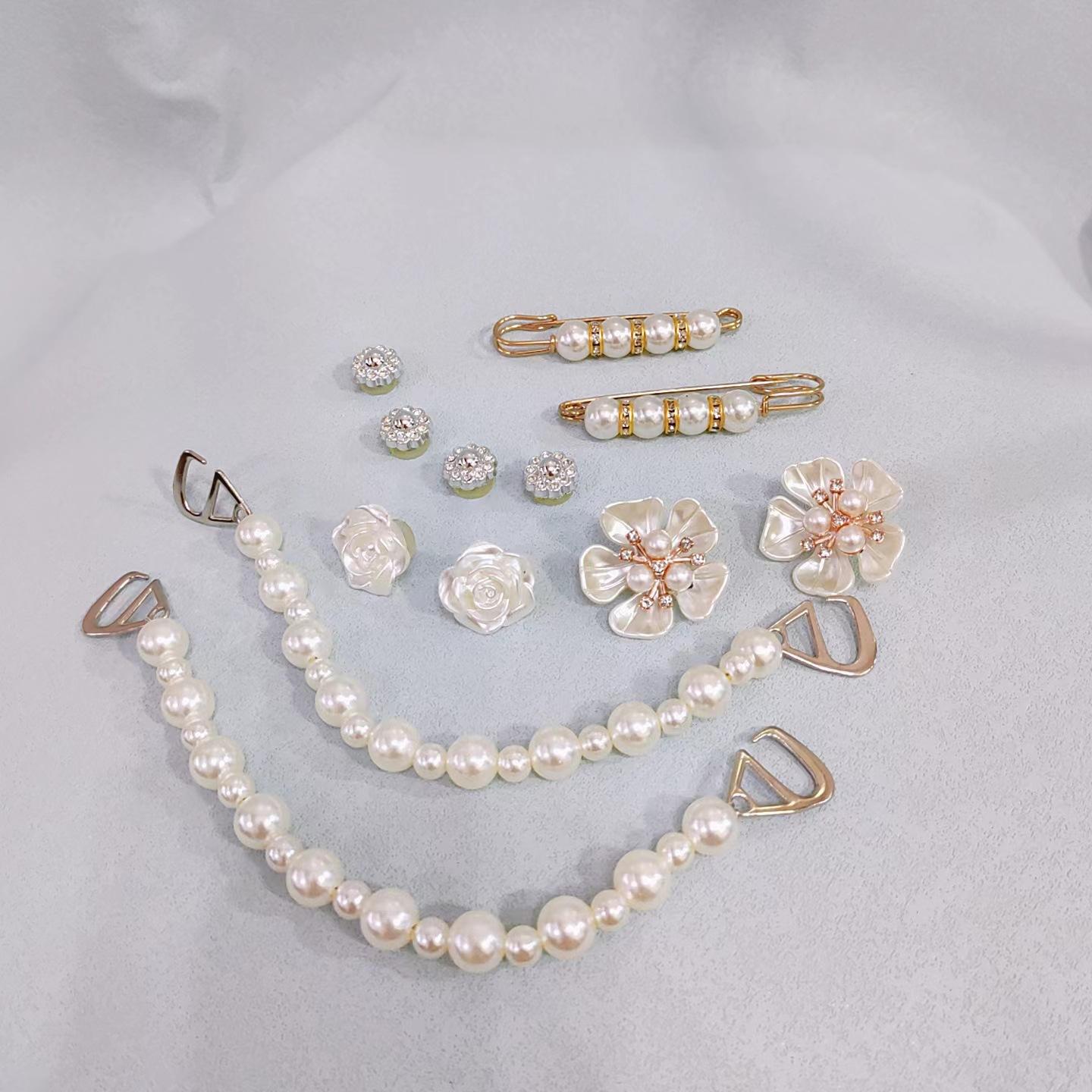 

Пещерная обувь обувь DIY украшения Съемная жемчужная цепочка Камелия Набор бусин Лунмэнь Аксессуары для обувных пряжек