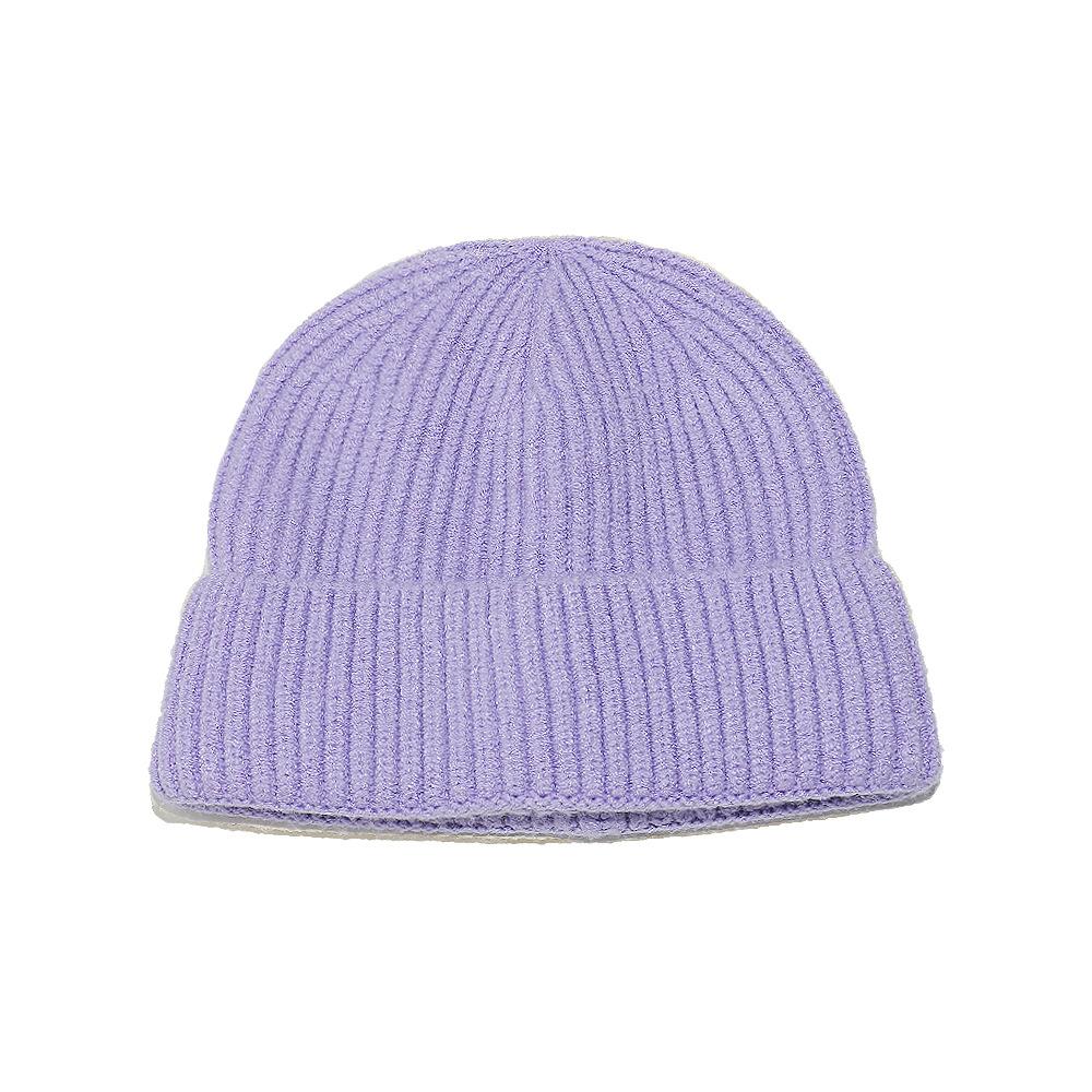 Cold hat men's winter warm solid color short melon fur hat men's dome wool knitted hat retro beanless winter hat