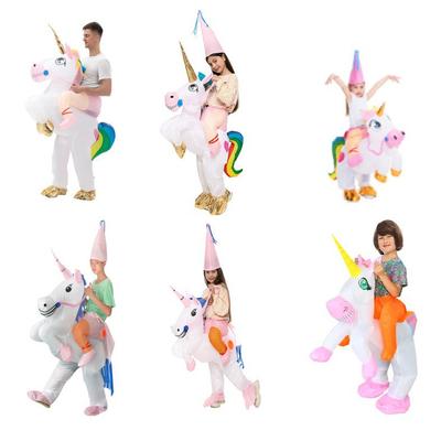 Halloween Cartoon Inflatable Costume Mount Unicorn Horn Cosplay Anime Funny Party Costume
