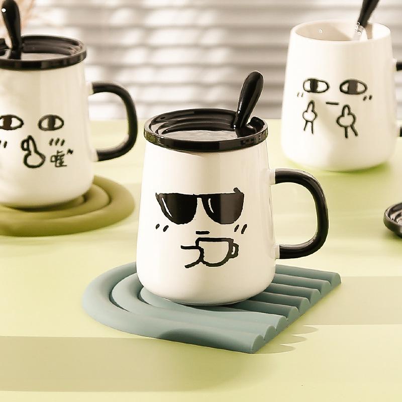 Creative Style High Value Mug With Lid Spoon Cute Ceramic Water Cup Funny Birthday Gift Souvenir