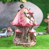Creative Mushroom House & Flower House Ornaments Solar-Powered Garden Figurines, Yard Landscape Decor, Resin Handicrafts
