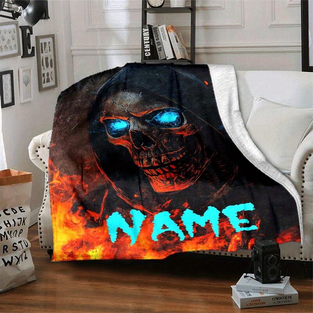 Skull Fire Home Blankets Comfortable Soft Lightweight Multiseasonal Blanket For Picnics Sofas Offices Beds Living Rooms Perfect Gift For Friends'