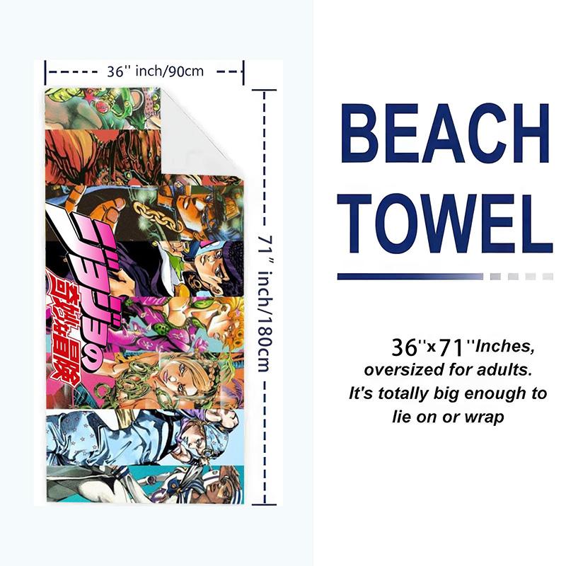 The JoJo's Print Beach Towel, Large Soft Quick Dry Towel for Beach Camping Swimming