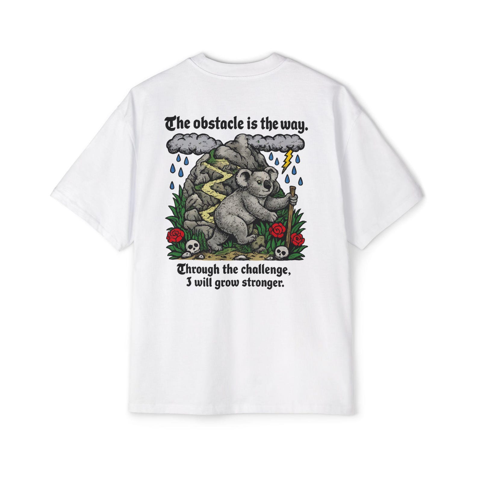 Stoic Philosophy T-Shirt | Koala Climbing Graphic Tee, Motivational Mindset Shirt 2XL