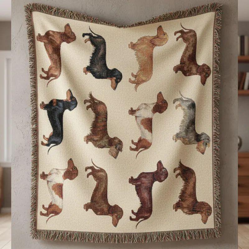 Woven mesh tapestry for dachshund dogs 75x100 чёрный