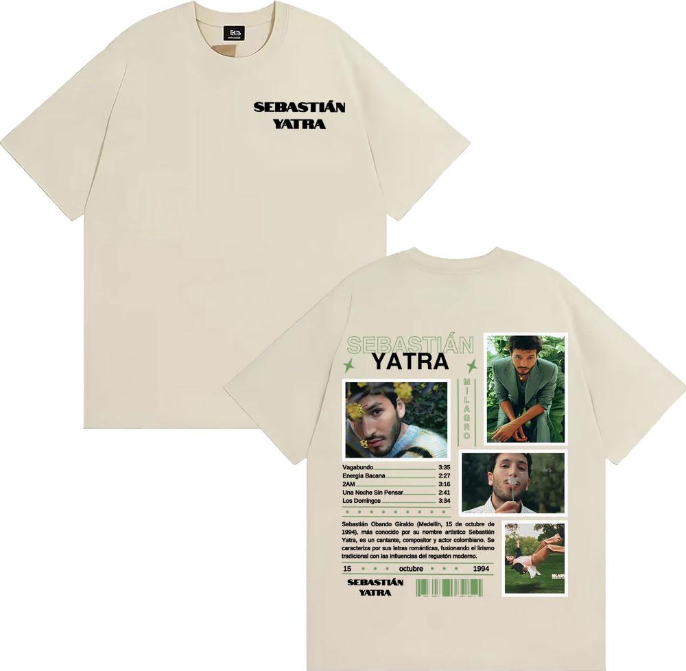 Singer SEBASTIAN YATRA Milagro 2025 Graphic T Shirt Unisex Women Fashion Hip Hop 90s Vintage T Shirts Cotton 100 Oversized Tshirt